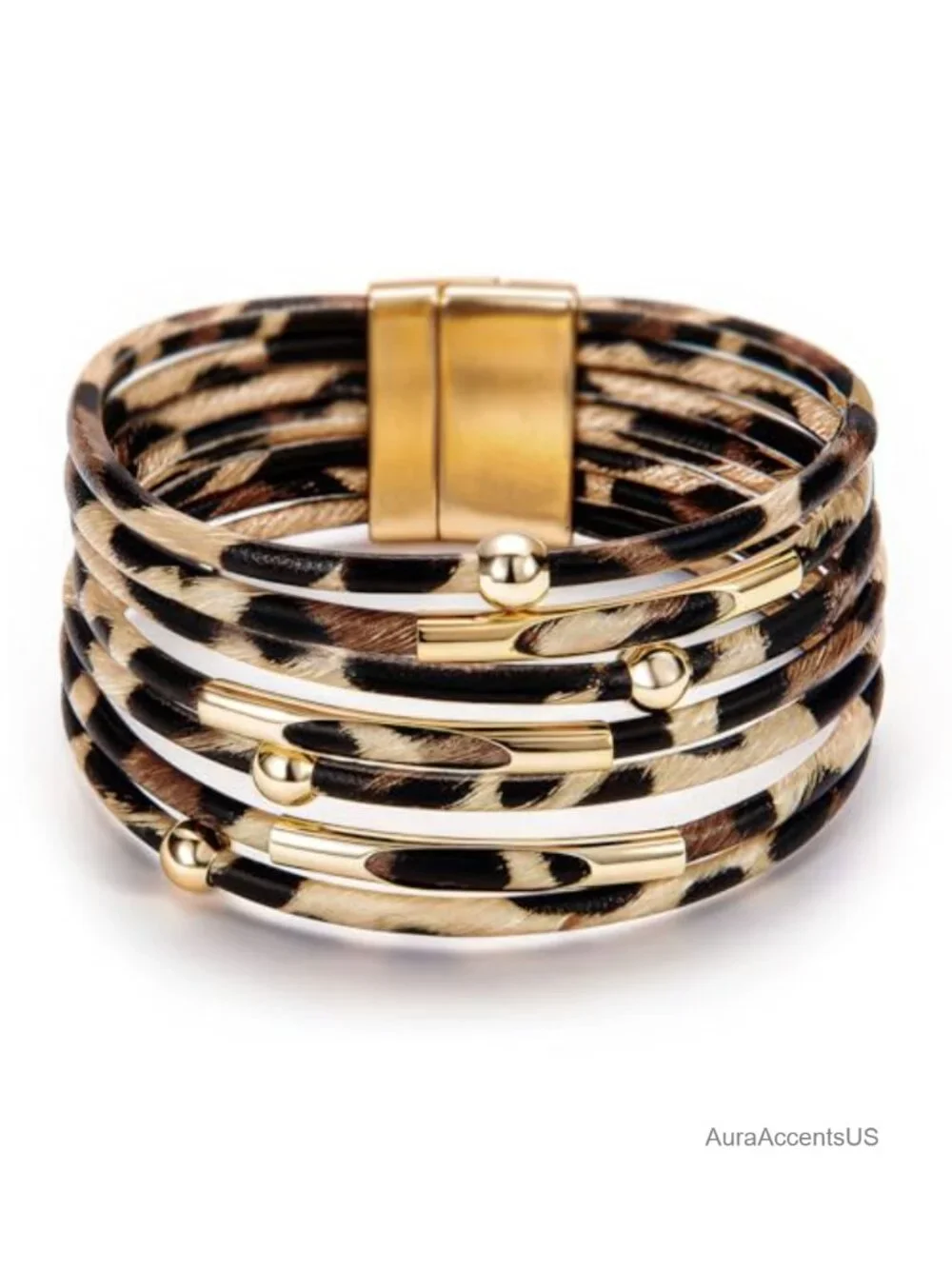 Boho Leather Wrap Multi-Layer Pearl Crystal Bracelet Bangle